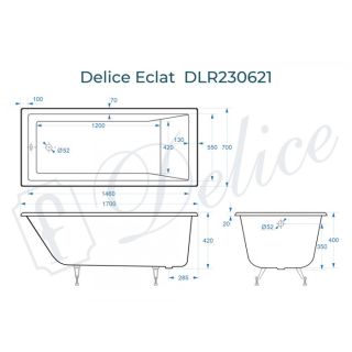 Ванна чугунная Delice Eclat DLR230621 170х70
